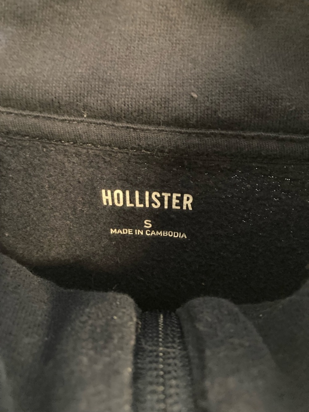 Hollister Navy Blue Embroidered USA Quarter Zip Pullover Sz Small - Picture 6 of 7